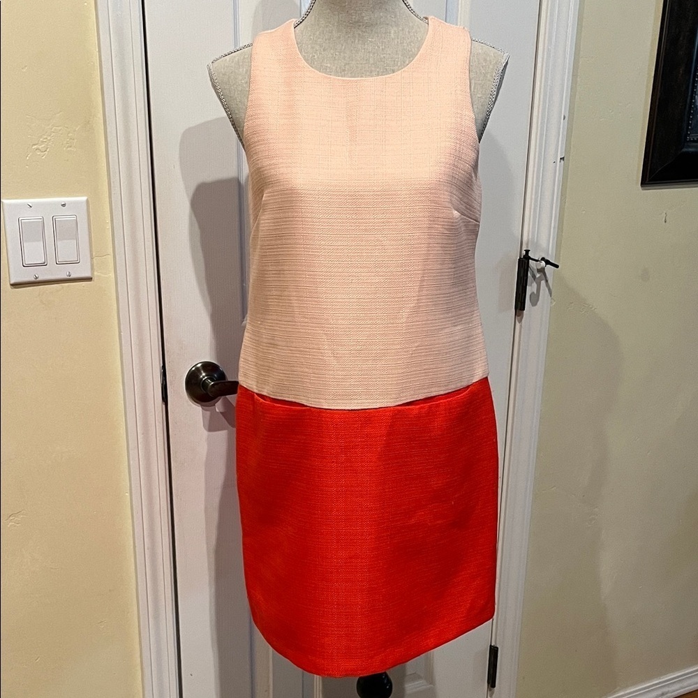 Gianni Bini Color-Blocked Linen-Look Shift Dress